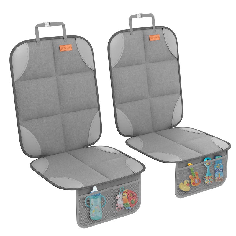 smartelf Car Seat Protector, Large Auto Protector for Child Seats with Thickest Padding and Non-Slip Backing Mesh Pockets for SUV, Sedan, Truck, Leather and Fabric - Black - Image 3